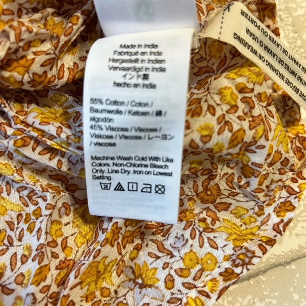 J. Crew Yellow and Cream Floral Blouse